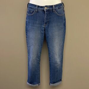 NYDJ LiftTuck Technology Lt. Wash 5 Pocket Zip/Button Distress Ankle Jeans- Sz 6